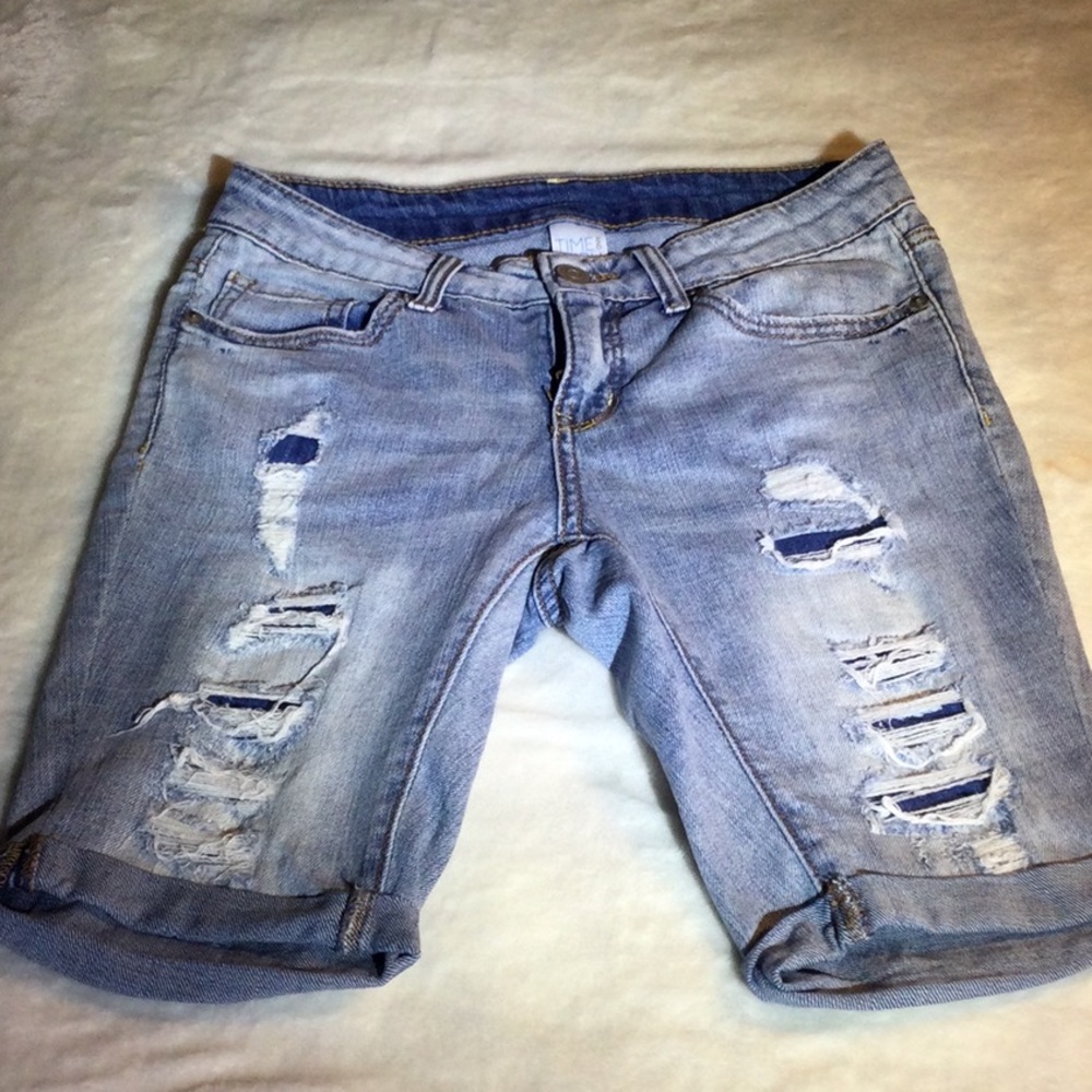 Distressed Denim Jean Shorts by Time and Tru
